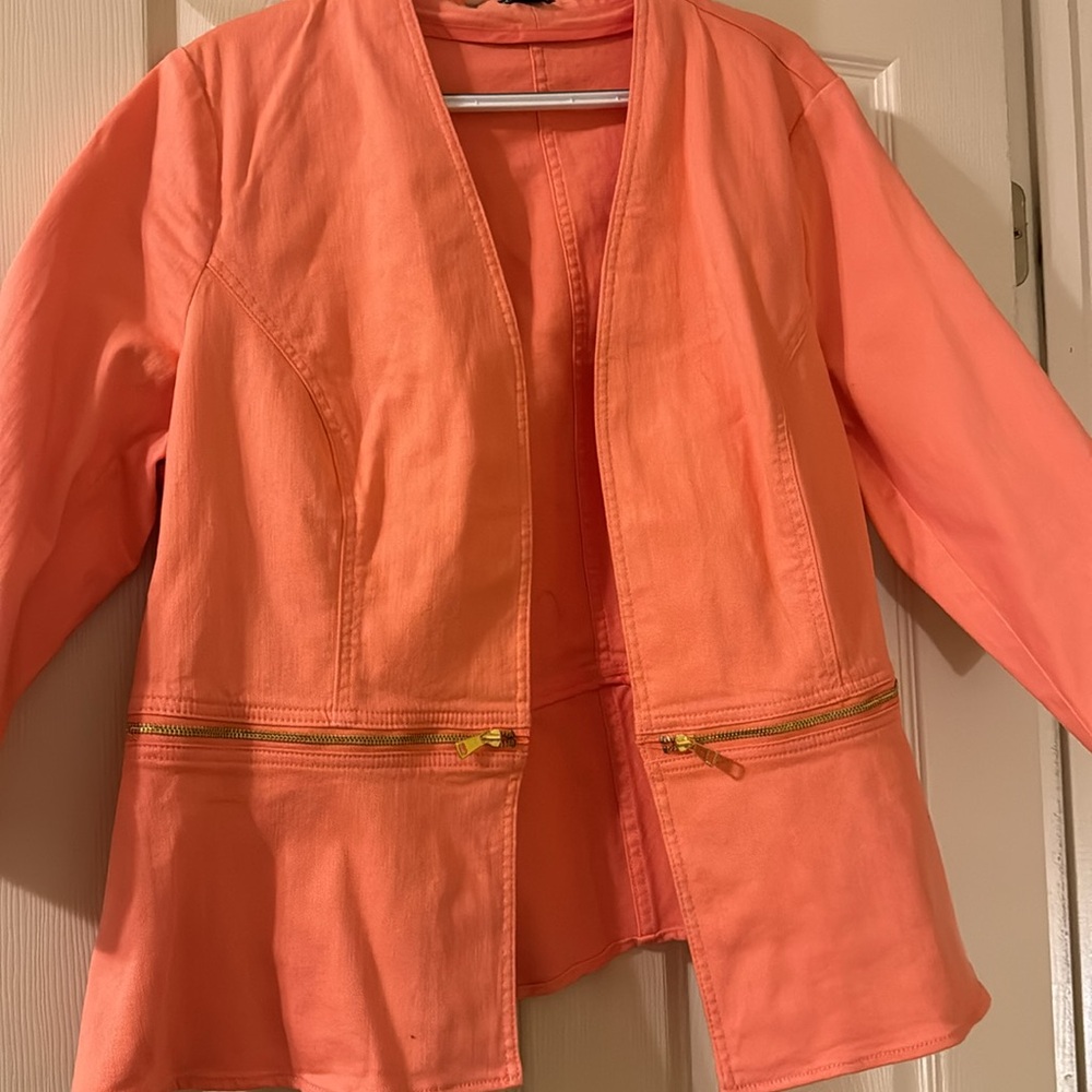 NWT New Directions Peach Open Front Size 2X Jacket With Gold Hardware No Pockets - Picture 8 of 10